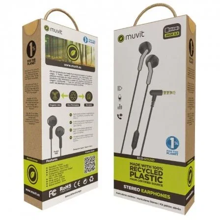 Muvit Auriculares Estéreo E56 con Conector 3.5mm Negro